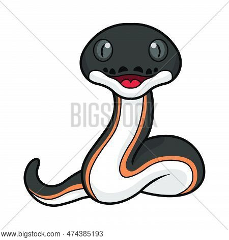 Vector Illustration Of Cute Gold Albertisi Snake Cartoon