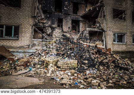 Destroyed Building Located In Izyum, Ukraine - April 08, 2023