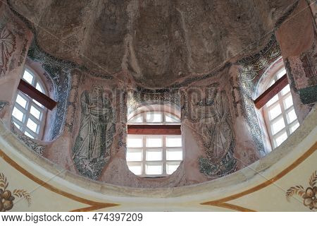 Istanbul, Turkiye - February 25, 2023: Dome Mosaic In Church Mosque Of Vefa In Fatih District