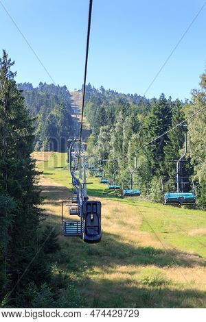 Chairlift With Summer Toboggan To Mountain Hoher Bogen In Bavarian Forest, Germany
