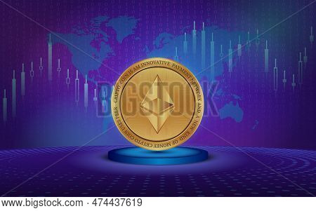 Ethereum-eth Virtual Currency Images. 3d Illustrations. Eth Coin Logo.