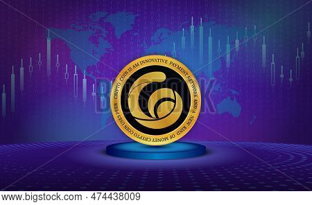 Radio Caca-raca Crypto Currency Images. 3d Illustration. Digital Coins.