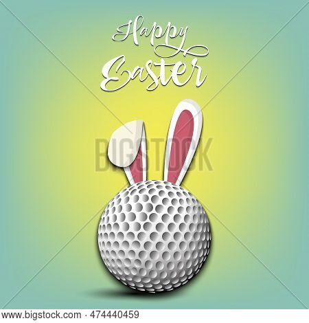 Happy Easter. Golf Ball With Ears Rabbit
