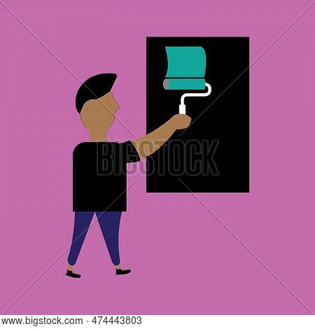 Man Coloring Biding From Hand .black Biding Coloring Concept .