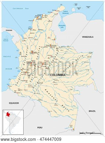 Detailed Vector Map Of The South American State Of Colombia Kopie