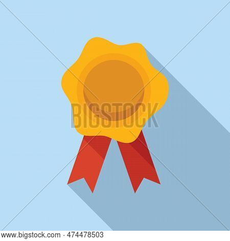 Wax Stamp Icon Flat . Golden Letter. Mail Label