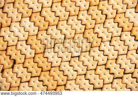 Top View Little Crackers Crisp Color Snack Cips Salt Bread Dry Rusk Food
