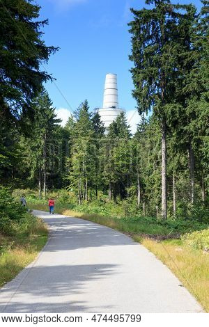 Street And Former Surveillance Tower Of Nato Listening Post Communication Sector F On Mountain Hoher
