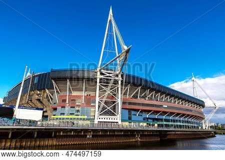 Cardiff, The United Kingdom - June 27, 2022: Exterior Of Cardiff Millennium Stadium In A Summer Day 