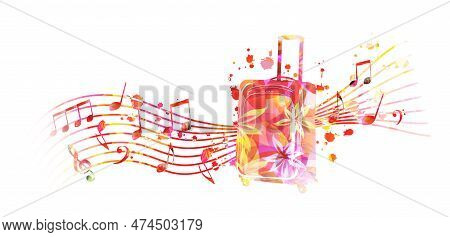 Carry-on Luggage With Musical Notes Isolated On White Background For A Traveler Lifestyle Concept. T
