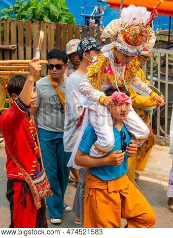 When Buddhist Boys Become Monks,during The Joyful And Vibrant Poy Sang Long Buddhist Festival Celebr