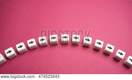 Arrow Path. Story Arc. Movement In One Direction. Sequential Chain Of Arrows. Moving Forward, Step B