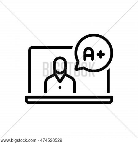 Black Line Icon For Learned Education Literate Taught Well-educated Scholarly Studied Student Online