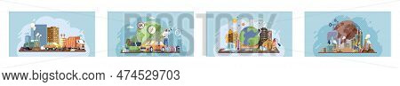 World Environment Day. Planet Earth In Smoke, Plastic, Garbage. Global Warming. Greenhouse Effect Of