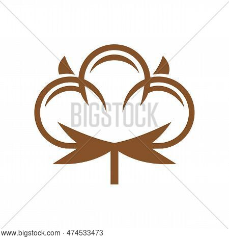 Cotton Flower Plant Vector Icon, Organic Natural Fabric Or Textile Symbol. Soft Pure Fiber Flower Or