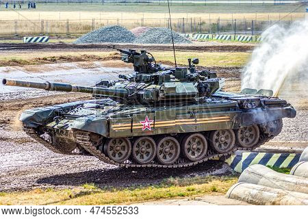 The Main Battle Tank T-72b3 Of The Russian Army At The Training Ground At Demonstration Performances