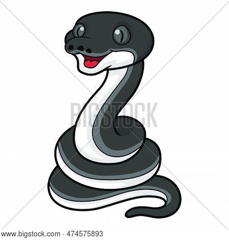 Vector Illustration Of Cute Happy Albertisi Snake Cartoon