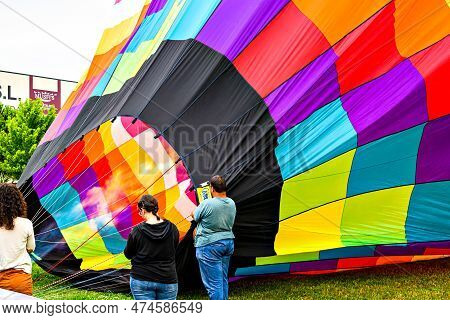 Igualada, Barcelona, July 07 de 2022. 26th European Balloons Festival. Concentration of hot air balloons