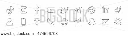 Tiktok, Instagram, Facebook, Youtube, Twitter, Telegram, Dribbble, Linkedin, Snapchat - Popular Soci