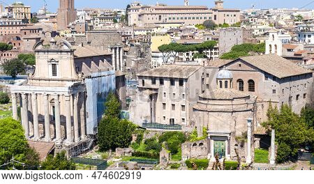 View Of The Roman Forum And Part Of The Center Of Rome
From The Palatine Hill. Rome, Italy, Europe