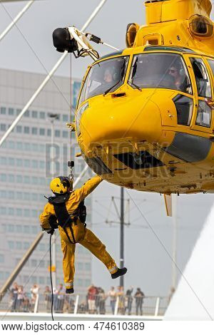 Eurocopter As365 Daupin Rescue Helicopter From Nhv-noordzee Helikopters Rescue Operation. September 