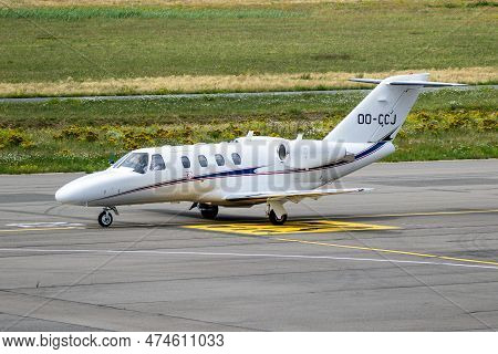 Cessna 525 Citationjet Business Jet Arriving At Eindhoven Airport. Eindhoven, The Netherlands - July