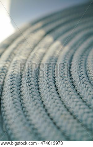 Close Up Of Nautical Sheet And Halyard Textures Rolled Up