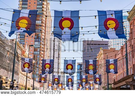 Denver, Colorado - August 12, 2022: Shops And Restaurants Line The Historic Preservation District Of