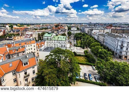 Poznan, Poland - July 2022: Panorama Of The City And The Roofs Of Old Tenement Houses Seen From The 