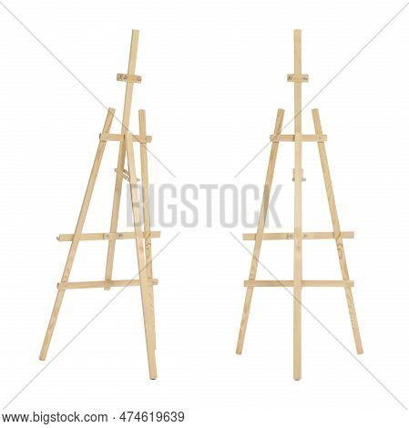 Wooden Easel Isolated On White, Different Sides