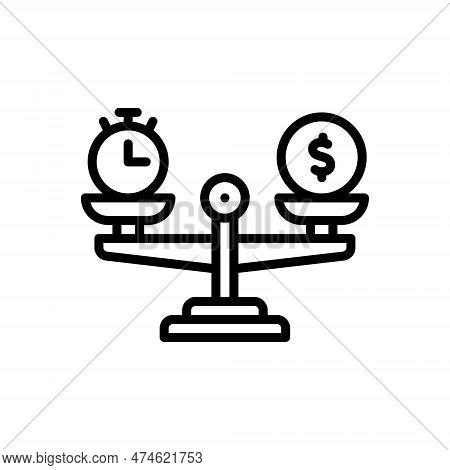 Black Line Icon For Comparative Money Time Balance Scale Compare Equality Equilibrium Relatively Mea