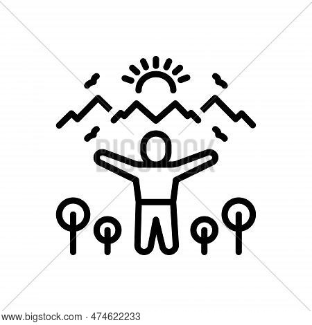 Black Line Icon For Self Oneself Himself Myself Yourself Me Human Posture