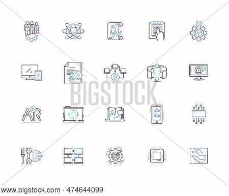 Programming Coding Outline Icons Collection. Coding, Programming, Scripting, Compiling, Debugging, S