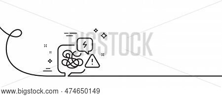 Difficult Stress Line Icon. Continuous One Line With Curl. Psychology Chat Sign. Mental Health Messy