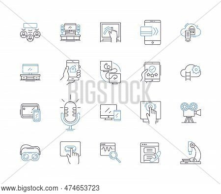Appliances And Computers Outline Icons Collection. Appliances, Computers, Refrigerators, Washers, Dr