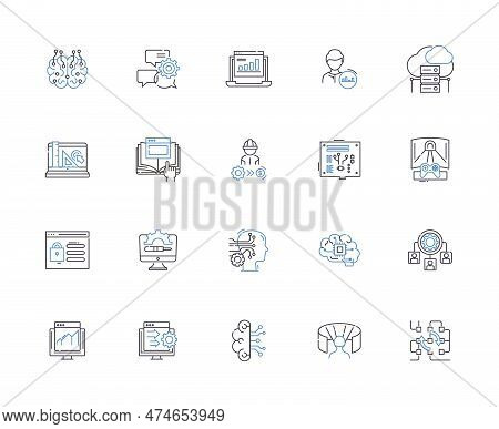 Programming Coding Outline Icons Collection. Coding, Programming, Scripting, Compiling, Debugging, S