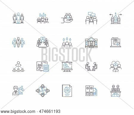 Outsourcing Company Outline Icons Collection. Outsourcing, Company, Consultancy, Provider, Contracto