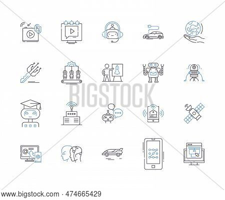 High Tech And Science Outline Icons Collection. Tech, Science, High-tech, Artificial, Intelligence, 