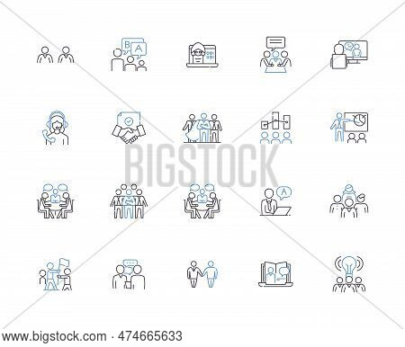 Corporative People Outline Icons Collection. Corp, People, Employees, Colleagues, Executives, Manage