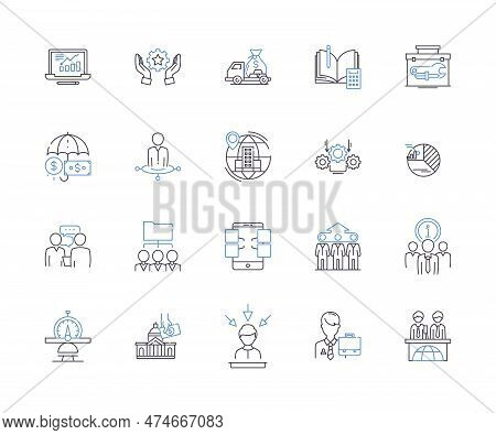 Factory Workflow Outline Icons Collection. Factories, Workflow, Production, Manufacturing, Process, 