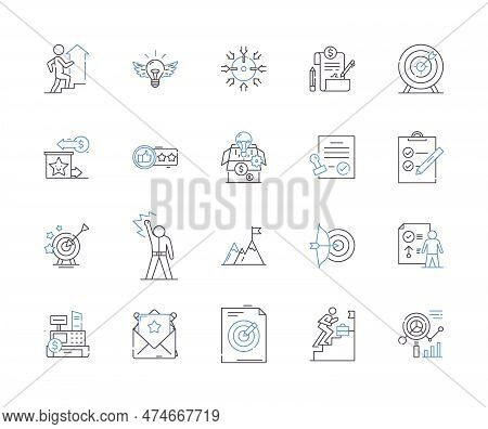 Collaborative Management Outline Icons Collection. Cooperation, Teamwork, Sharing, Interdependence, 