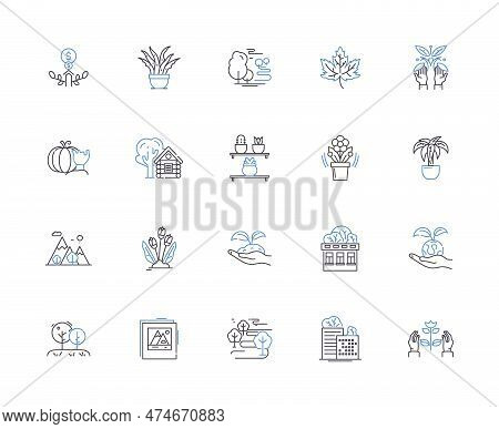 Trees Outline Icons Collection. Tree, Oaks, Maple, Pines, Cedars, Ashes, Elms Vector And Illustratio