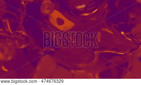 Orange And Rose Transparent Fluid Meta Spheres Background - Abstract 3d Rendering