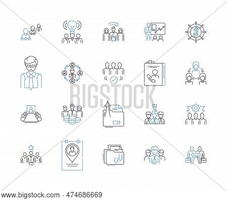 Management Workflow Outline Icons Collection. Management, Workflow, Process, Efficiency, Productivit