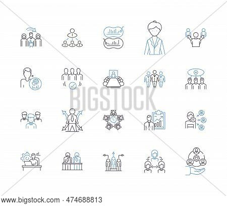 Staff And Planning Outline Icons Collection. Staffing, Planning, Organizing, Scheduling, Hiring, Ass
