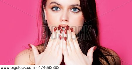 Shut Up. Woman Cover Her Mouth. Censorship. Speach Freedom. Silence And Quiet.
