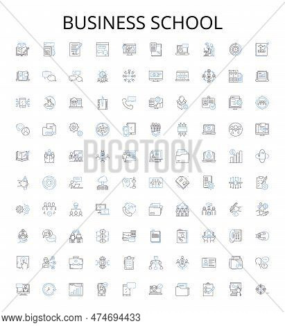 Business School Outline Icons Collection. Business, School, Mba, Courses, Education, Marketing, Fina