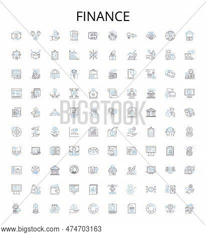 Finance Outline Icons Collection. Money, Financing, Investment, Banking, Accounts, Credit, Budgeting