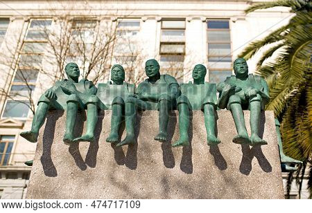 Refugiados Is A Monument Dedicated To Migrants And Refugees, Located At A Water Pond Of The Paseo De