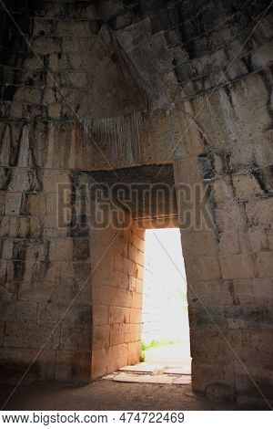 Tholos Tomb Of Atreus Or Agamemnon In The Ancient Greek City Mycenae, Peloponnese Greece